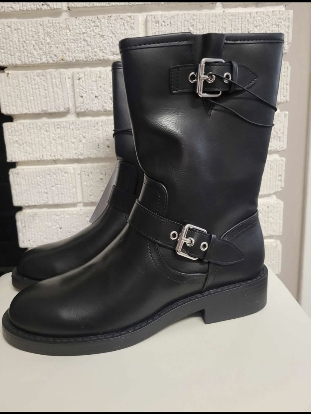 Dolce Vita Black Mid-Calf Buckle Combat Boots